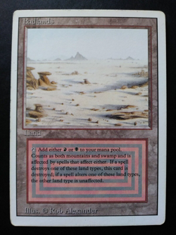 1x Badlands MTG **MP (Revised, English) Dual Land - Image 1