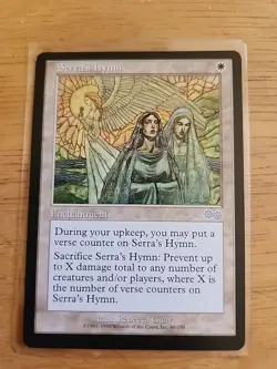 Serra's Hymn - Urza's Saga - MTG Magic - Uncommon - White Enchantment - Image 1