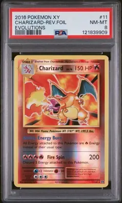 2016 POKEMON XY EVOLUTIONS #11 CHARIZARD REVERSE FOIL HOLO 11/108 PSA 8 - Image 3