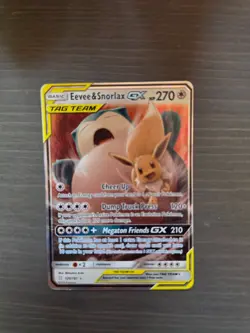 Pokemon TCG Eevee Snorlax GX Holo Card 120/181 Team Up tag team Near Mint - Image 1