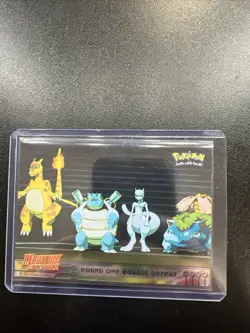 Pokemon TCG Round One Equals Defeat HOLO FOIL Pokemon Topps Mewtwo Strikes 26 - Image 1