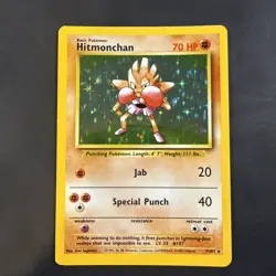 Pokemon TCG Hitmonchan Base Set 7/102 Holo WOTC Wizards Base Set Copyright - Image 1