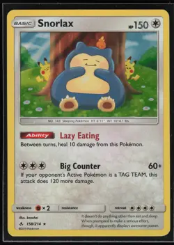 Pokemon TCG Snorlax #158/214 SM - Unbroken Bonds - Image 1