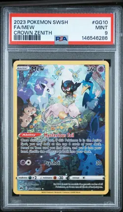 2023 POKEMON SWORD & SHIELD CROWN ZENITH #GG10 FULL ART/MEW PSA 9 - Image 1
