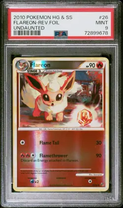 2010 POKEMON HEARTGOLD & SOULSILVER UNDAUNTED #26 FLAREON-REV.FOIL PSA 9 POP 12 - Image 1