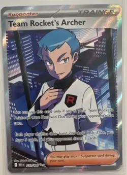 Pokemon Team Rocket's Archer Ultra Rare Holo Full Art SV10 #223/182 - Image 1