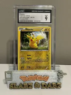 CGC Graded Mint 9 Pikachu Pokemon 2015 Breakthrough Reverse Holo 48/162 - Image 1