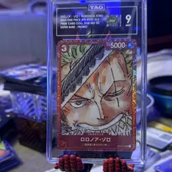 One Piece CCG Roronoa Zoro Character Card 5000 Power Cost 3 TAG Graded - Image 2