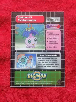 Digimon Trading Card Animated Series 1 Sora & Yokomon 6 of 34 - Image 2