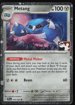 Pokemon Metang 114/162 Prize Pack Series Cards Holo Pack Fresh - NM - Image 1
