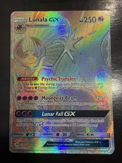 Pokemon TCG Lunala GX Rainbow Secret Rare Card Sun & Moon 153/149 Holo Rainbow - Image 1