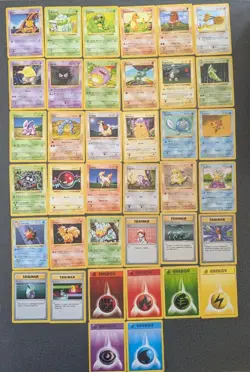 Pokemon Base Set 38 Shadowless Cards Complete Common Set Pikachu - Image 1