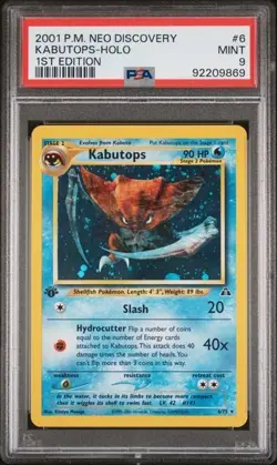 PSA 9 MINT 2001 POKEMON NEO DISCOVERY #6 KABUTOPS-HOLO 1ST EDITION - Image 1