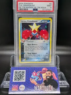 Pokemon Team Aqua's Crawdaunt Magma Vs Aqua Reverse Holo Rare #2 PSA 9 - Image 1