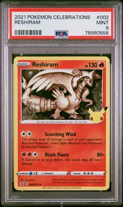 2021 Pokemon Celebrations | Reshiram Holo #002/025 | PSA 9 - Image 1