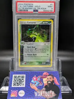 2004 Pokemon EX Team Magma vs Team Aqua Aqua's Cacturne Holo 1/95 PSA 9 Mint - Image 1