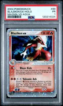 2004 POKEMON EX TEAM MAGMA VS TEAM AQUA #89 BLAZIKEN EX-HOLO PSA 1 - Image 1