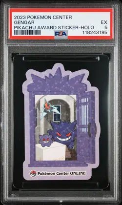 2023 POKEMON CENTER PIKACHU AWARD DELIVERY! STICKER HOLO GENGAR PSA 5 - Image 1