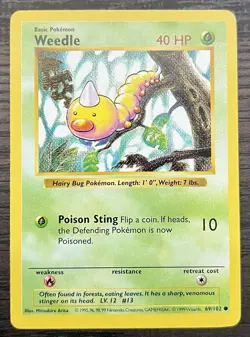 Shadowless Weedle 069/102 Pokemon TCG WOTC Base Set MINT - Image 1