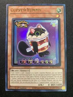Yugioh! Cupsy Yummy JUSH-EN016 Ultra Rare 1st Edition NM Justice Hunters - Image 1