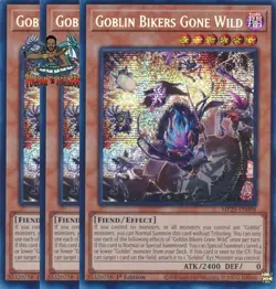 Yugioh! 3x Goblin Bikers Gone Wild MP25-EN098 Prismatic Secret Rare 1st Ed NM - Image 1
