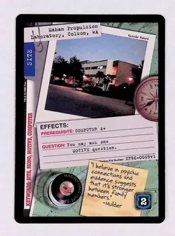 Mahan Propulsion Laboratory Colson, WA 1996 X-Files TCG CCG Site Card Common - Image 1