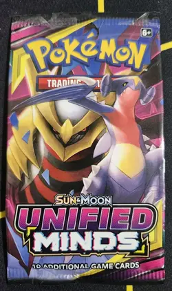 *Empty* Pokemon Sun & Moon Unified Minds Booster Pack Artwork Garchomp Giratina - Image 1