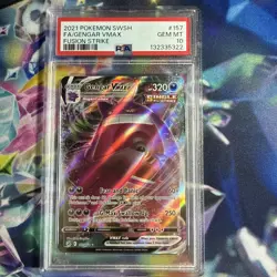 2021 POKEMON SWORD & SHIELD FUSION STRIKE #157 FULL ART/GENGAR VMAX PSA 10 - Image 1