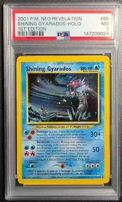 Pokemon Shining Gyarados Neo Revelation 65/64 Secret Rare Holo PSA 7 ERROR LABEL - Image 1
