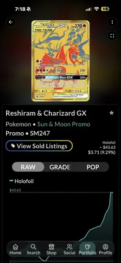 Pokemon TCG Reshiram & Charizard GX SM247 Near Mint Condition - Image 1