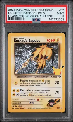 2021 POKEMON CELEBRATIONS CLASSIC COLLECTION #15 ROCKET'S ZAPDOS-HOLO PSA 9 - Image 1