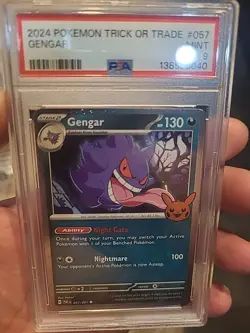 PSA 9 Pokemon TCG 2024 Gengar "Stage 2" Halloween Card Trick or Trade - Image 1