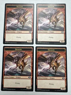 Dragon Token #2 (LP) Mythic Edition War of the Spark MED Magic MTG - x4, playset - Image 1