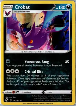 Pokemon Card - Crobat 105/195 Holo Rare Holo SWSH12: Silver Tempest NM - Image 1
