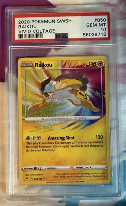 Pokemon TCG SWSH 2020 Vivid voltage Raikou Holo #50/185 GEM MINT PSA 10 - Image 1