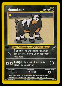 Pokemon Card - Houndour Neo Destiny 43/105 Uncommon 1st Edition - Image 1