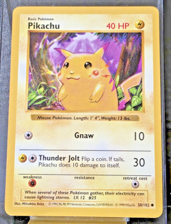 Pikachu Shadowless Red Cheeks Pokemon Base Set 58/102 Near Mint NM - Image 1