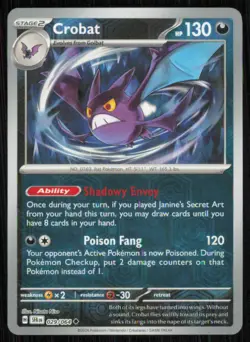 Crobat 029/064 Uncommon Shrouded Fable Pokemon Reverse Holo Near Mint - Image 1