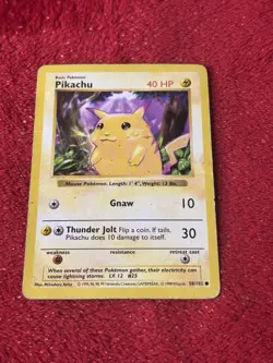 Pikachu - 58/102 - Pokemon Base Set (Shadowless) Yellow Cheeks Hp - Image 1