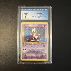 Pokemon Mewtwo Base Set Shadowless 1st Edition Holo Rare #10 CGC 7 Near Mint - Image 1