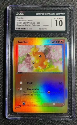 Torchic 2003 Black Star Promos 008 Reverse Holo Pokemon League CGC 10 - Image 1