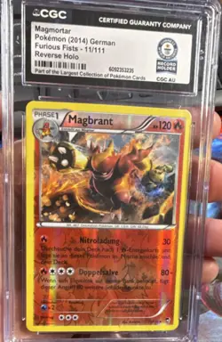 Magmortar Pokemon XY Furious Fists German Reverse CGC World Record 1 of 1 2014 - Image 1