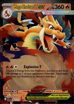 Mega Charizard Y ex 022/217 Double Rare Ascended Heroes Pokemon - Image 1