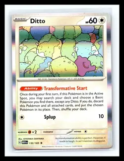 💥 Ditto Holo 132/165 Scarlet & Violet 151 Pokemon 2023 TCG - Image 1