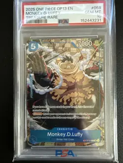 PSA 10 Monkey D Luffy OP11-058 Carrying On His Will Treasure Rare One Piece CCG - Image 1