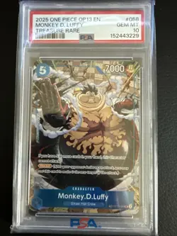 PSA 10 Monkey D Luffy OP11-058 Carrying On His Will Treasure Rare One Piece CCG - Image 1