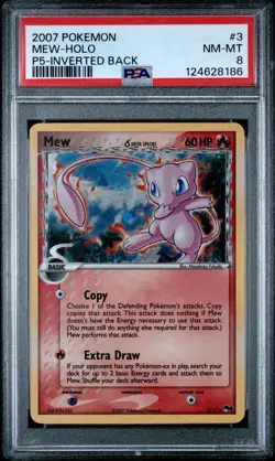 2007 Pokemon Pop Series 5 Inverted Back #3 Mew Holo PSA 8 - Image 1