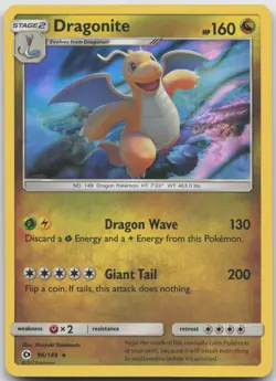 Dragonite 96/149 Holo Holo Rare SM Base Set Pokemon Near Mint - Image 1