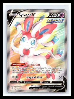 💥 Sylveon V (Full Art) 183/203 SWSH07: Evolving Skies Holo Rare Pokemon TCG - Image 1