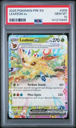2025 POKEMON PRE EN-PRISMATIC EVOLUTIONS #006 LEAFEON EX PSA 10 - Image 1